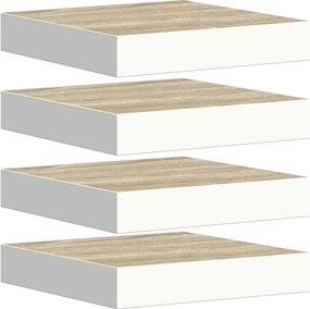 vidaXL Ράφια Τοίχου 4 τεμ. Δρυς και Άσπρο 23x23,5x3,8 εκ. MDF