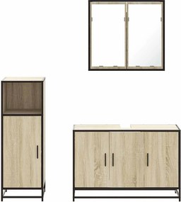 vidaXL Σετ Επίπλων Μπάνιου 3 Τεμαχίων Sonoma Δρυς Επεξεργασμένο Ξύλο