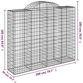 vidaXL Συρματοκιβώτια Τοξωτά 12 τεμ. 200x50x160/180 εκ. Γαλβαν. Ατσάλι