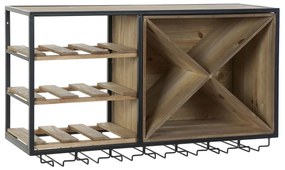 Μπουκαλοθήκη DKD Home Decor 80 x 24 x 44 cm Έλατο Φυσικό Μαύρο Μέταλλο Καφέ Ξύλο MDF