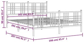 Πλαίσιο Κρεβατιού με Κεφαλάρι&amp;Ποδαρικό Λευκό 160x200εκ. Μέταλλο - Λευκό