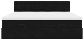 vidaXL Οθωμανικό κρεβάτι με στρώματα Μαύρο 180x200cm Velvet