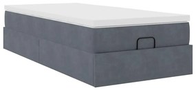 vidaXL Οθωμανικό κρεβάτι με στρώμα σκούρο γκρι 90x200cm Velvet