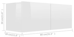 Έπιπλο Τηλεόρασης Γυαλιστερό Λευκό 80x30x30 εκ. Μοριοσανίδα - Λευκό