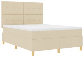 vidaXL Κρεβάτι με Στρώμα Κρεμ 140x200 εκ. Ύφασμα