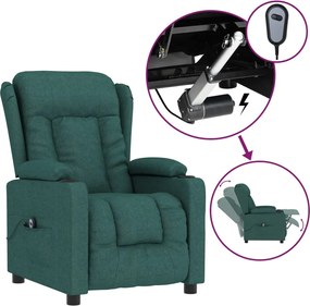 vidaXL Πολυθρόνα Ανακλινόμενη Ηλεκτρική Πράσινο Υφασμάτινη