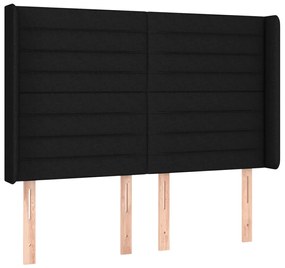 vidaXL Κρεβάτι Boxspring με Στρώμα &amp; LED Μαύρο 140x200 εκ. Υφασμάτινο