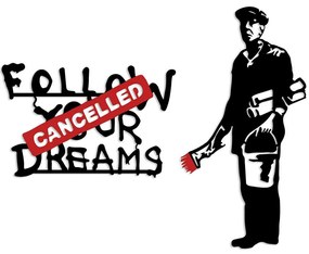 Διακοσμητικό Τοίχου Banksy (Σετ 2Τμχ) 891TNL3630 64x42/46x87cm Black-Red Wallity Μέταλλο