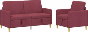 vidaXL Σαλονάκι Σετ Με Αποθηκευτικό Χώρο 2 pcs Κόκκινο Πολυεστέρας