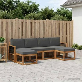 vidaXL Σειρά Καναπέ Εξωτερικού 6 pcs Φυσικό και Ανθρακί Πολυεστέρας