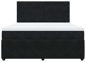 vidaXL Κρεβάτι Boxspring με Στρώμα Μαύρο 180x200 εκ. Βελούδινο