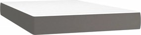 vidaXL Κρεβάτι Boxspring με Στρώμα &amp; LED Γκρι 120x200 εκ. Συνθ. Δέρμα