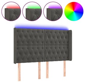 Κεφαλάρι Κρεβατιού LED Σκούρο Γκρι 163x16x118/128εκ. Βελούδινο 3124439