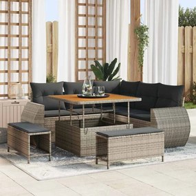 vidaXL Σετ Καναπέ Κήπου 8 pcs Γκρι συνθετικό ρατάν
