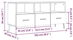 Έπιπλο Τηλεόρασης Γκρι Sonoma 102 x 36 x 50 εκ. Επεξεργ. Ξύλο - Γκρι