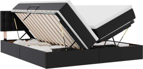 vidaXL Κρεβάτι Αποθήκης με στρώμα Μαύρο 200 x 200 cm Τεχνητό Δέρμα