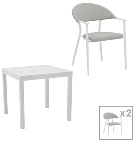 Intrahome Τραπεζαρία Kliton - Pino σετ 3τεμ Intrahome αλουμίνιο σε λευκή απόχρωση 80x80x74εκ | SKU: INTRAPA-311111914