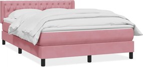 vidaXL Κρεβάτι Boxspring με Στρώμα Ροζ 160x210 εκ. Βελούδινο
