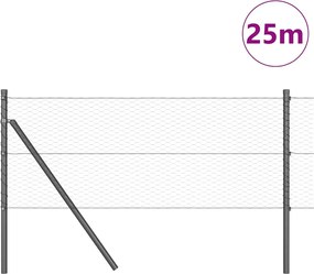 vidaXL Έξιγωνο φράχτη σταθερού εδάφους 25 x 0,6 μ Γκρι Δίχτυ