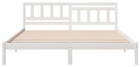 vidaXL Σκελετός Κρεβατιού Λευκό 200 x 200 cm Μασίφ ξύλο πεύκου