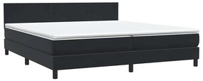 Box Spring Κρεβάτι με στρώμα Μαύρο 180x220 cm Βελούδινο - Μαύρο