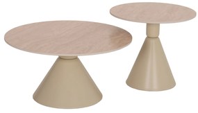 ΣΕΤ 2 ΤΡΑΠΕΖΙΑ ΣΑΛΟΝΙΟΥ JEN HM18305.04 ΜΕΤΑΛΛΟ ΣΑΜΠΑΝΙ-ΚΕΡΑΜΙΚΟ ΣΕ TRAVERTINE Φ50εκ & Φ70εκ