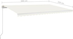 vidaXL Τέντα Συρόμενη Χειροκίνητη Κρεμ 500x350 εκ.