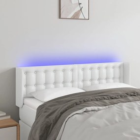 Κεφαλάρι Κρεβατιού LED Λευκό 147x16x78/88 εκ. Συνθετ. Δέρμα - Λευκό
