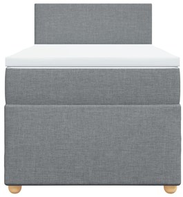 vidaXL Κρεβάτι Boxspring με Στρώμα Ανοιχτό Γκρι 100x200 εκ. Υφασμάτινο