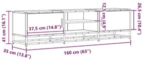 Έπιπλο Τηλεόρασης Καφέ Δρυς 160x35x41 εκ Επεξ. Ξύλο/Μέταλλο - Καφέ