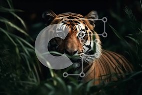 Intra Συλλεκτικό Ξύλινο Παζλ Plywood  4mm - Fierce Tiger in the Jungle - Ασπρόμαυρη Φωτογραφία Σε Ξύλινο Κουτί - Διαστάσεις: 10x10 cm – 25 κομμάτια