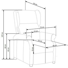 Ρυθμιζόμενη πολυθρόνα Houston 878, Καφέ, 75x92x83cm, Πόδια: Πλαστική ύλη