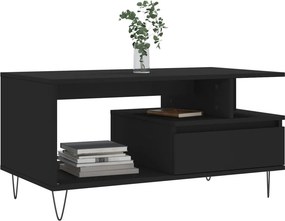 vidaXL Τραπεζάκι Σαλονιού Μαύρο 90x49x45 εκ. Επεξεργασμένο Ξύλο