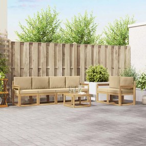 vidaXL Σειρά Καναπέ Εξωτερικού με μαξιλάρι 7 pcs Λευκό και Μπεζ
