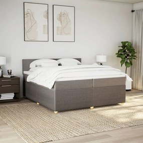 vidaXL Κρεβάτι Boxspring με Στρώμα Taupe 200x200 εκ. Υφασμάτινο