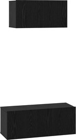 vidaXL Σετ επίπλου τηλεόρασης 2 pcs Μαύρη Οξυά Επεξεργασμένο ξύλο