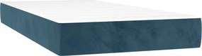 vidaXL Κρεβάτι Boxspring με Στρώμα Σκούρο Μπλε 100x200 εκ. Βελούδινο