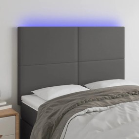 VidaXL Κεφαλάρι Κρεβατιού LED Γκρι 144x5x118/128 εκ
