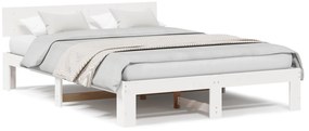 vidaXL Κρεβάτι με Κεφαλάρι Λευκό 150x200 εκ Μασίφ ξύλο πεύκου