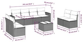 vidaXL Σαλόνι Κήπου Σετ 9 τεμ. Μπεζ Συνθετικό Ρατάν με Μαξιλάρια