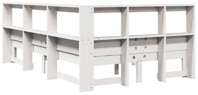 Κρεβάτι Βιβλιοθήκη Χωρίς Στρώμα Λευκό 135x190 εκ Μασίφ Πεύκο - Λευκό