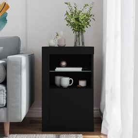 vidaXL Ντουλάπι Βοηθητικό με Φώτα LED Μαύρο από Επεξεργασμένο Ξύλο