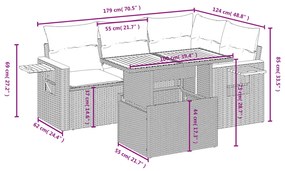 vidaXL Σετ Καναπέ Κήπου 5 Τεμαχίων Μαύρο Συνθετικό Ρατάν με Μαξιλάρια