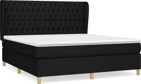 vidaXL Κρεβάτι Boxspring με Στρώμα Μαύρο 180x200 εκ. Υφασμάτινο