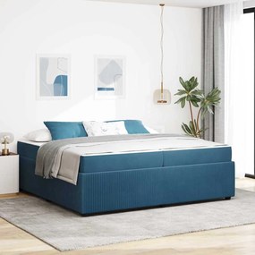 vidaXL Σκελετός κρεβατιού με στρώμα Μπλε 200 x 200 cm Βελούδο
