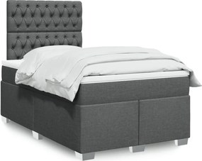 vidaXL Κρεβάτι Boxspring με Στρώμα Σκούρο Γκρι 120x200 εκ. Υφασμάτινο