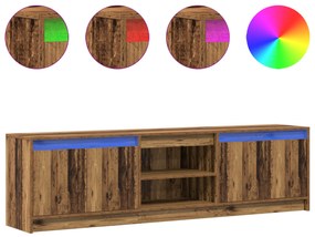 vidaXL Ντουλάπι TV με φώτα λωρίδας LED με αποθήκευση με πόρτα Καφέ 180 x 34 x 50 εκ