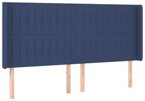 Κεφαλάρι Κρεβατιού LED Μπλε 183x16x118/128 εκ. Υφασμάτινο - Μπλε