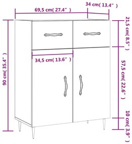 Ντουλάπι Καφέ Δρυς 69,5 x 34 x 90 εκ. Επεξεργασμένο Ξύλο - Καφέ