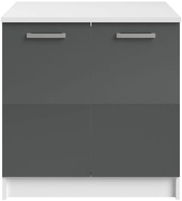 Επιδαπέδιο ντουλάπι Jeden 80 2D-Γκρι Γυαλιστερό - Λευκό